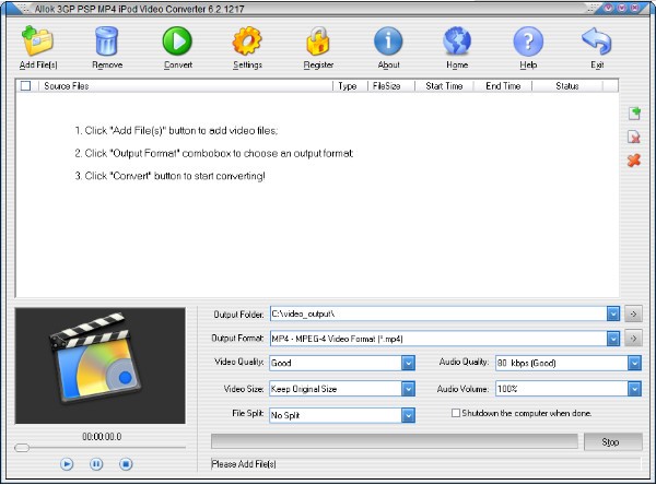 Allok 3GP PSP MP4 iPod Video Converter