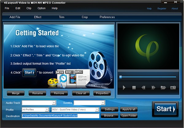 4Easysoft Video to MOV AVI MPEG Converter(视频转换工具)