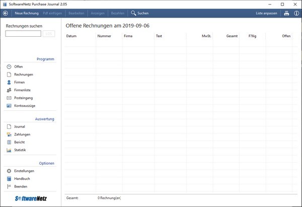 SoftwareNetz Purchase Journal